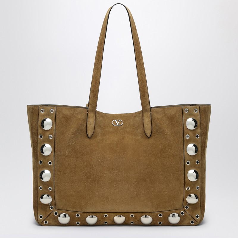 Large Nellcôte tote bag in havana suede - Valentino Garavani - Modalova