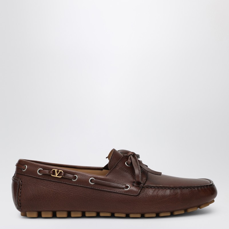 Brown leather moccasin driver Fantaway