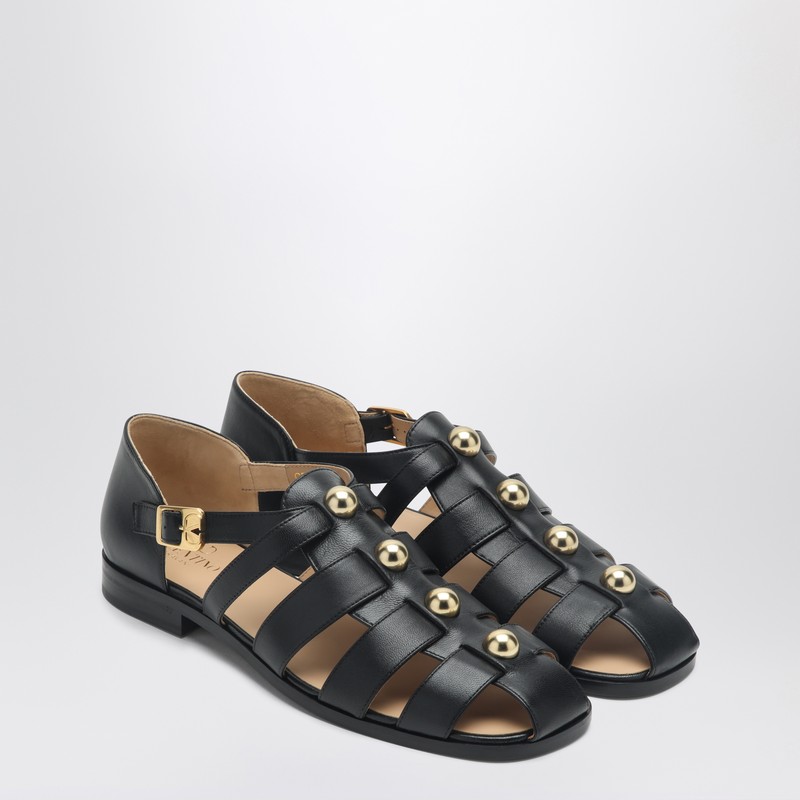 Valentino Studshield Fisherman Sandals In Calf Leather In Black