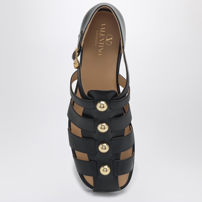 Valentino Studshield Fisherman Sandals In Calf Leather In Black