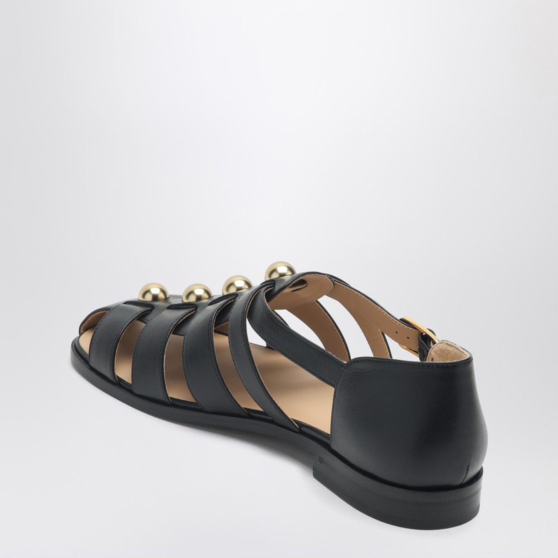 Valentino Studshield Fisherman Sandals In Calf Leather In Black