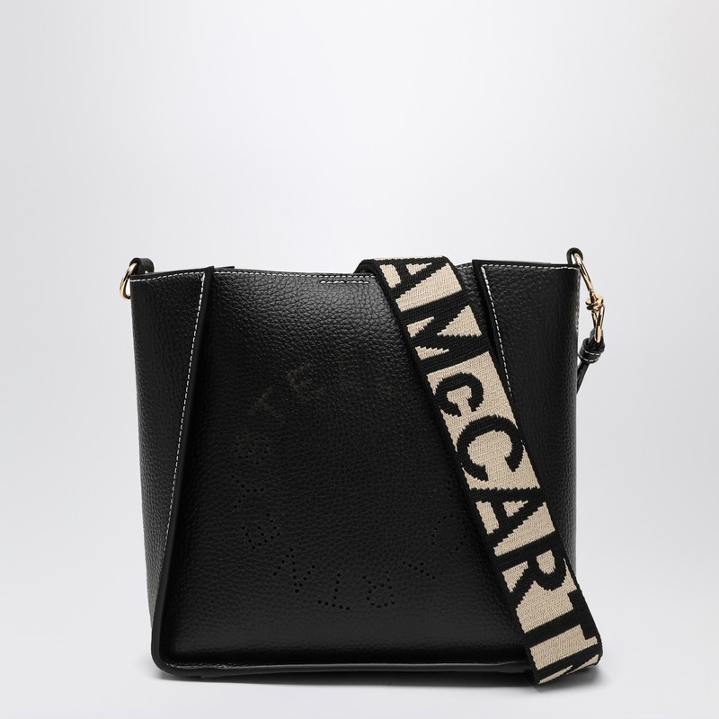 Square black crossbody bag with logo