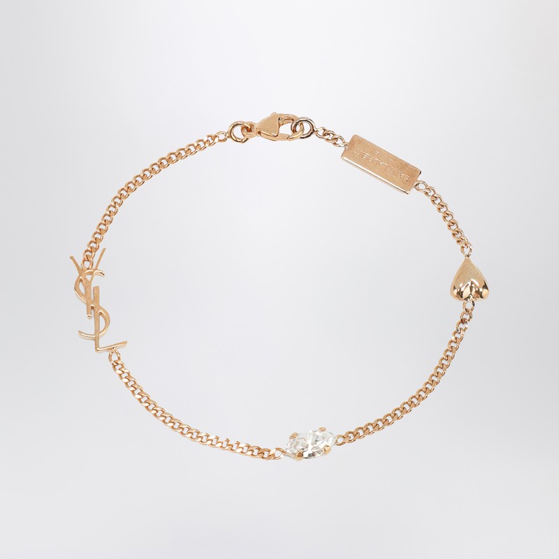 Cassandre heart charm bracelet with rhinestones