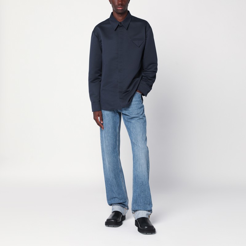 Bottega Veneta Blue Cotton And Silk Shirt In Blue