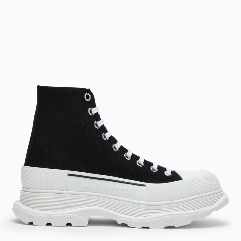 Alexander mcqueen schwarze stiefelette tread slick aus canvas