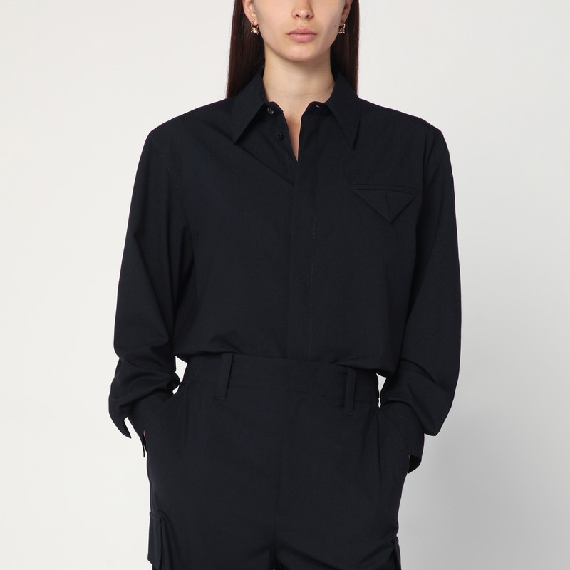 Midnight blue wool twill shirt