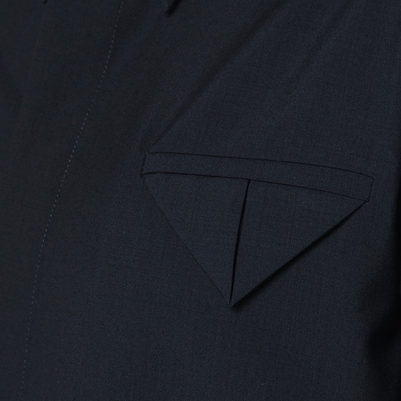 Bottega Veneta Midnight Blue Wool Twill Shirt In Blue