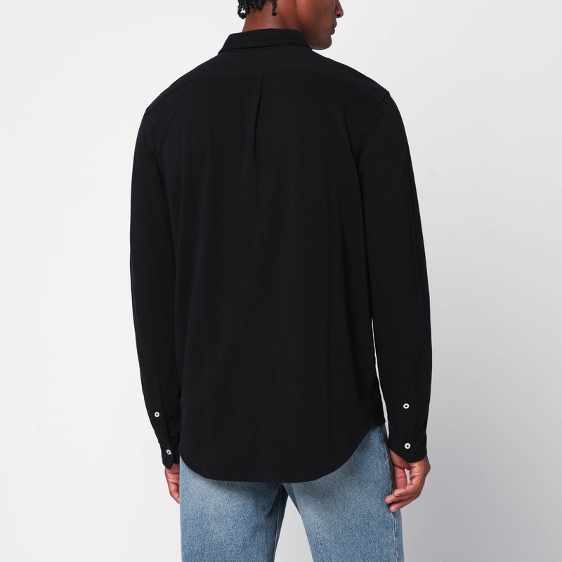 Polo Ralph Lauren Featherweight Stretch Cotton Mesh Button-up Shirt In Black