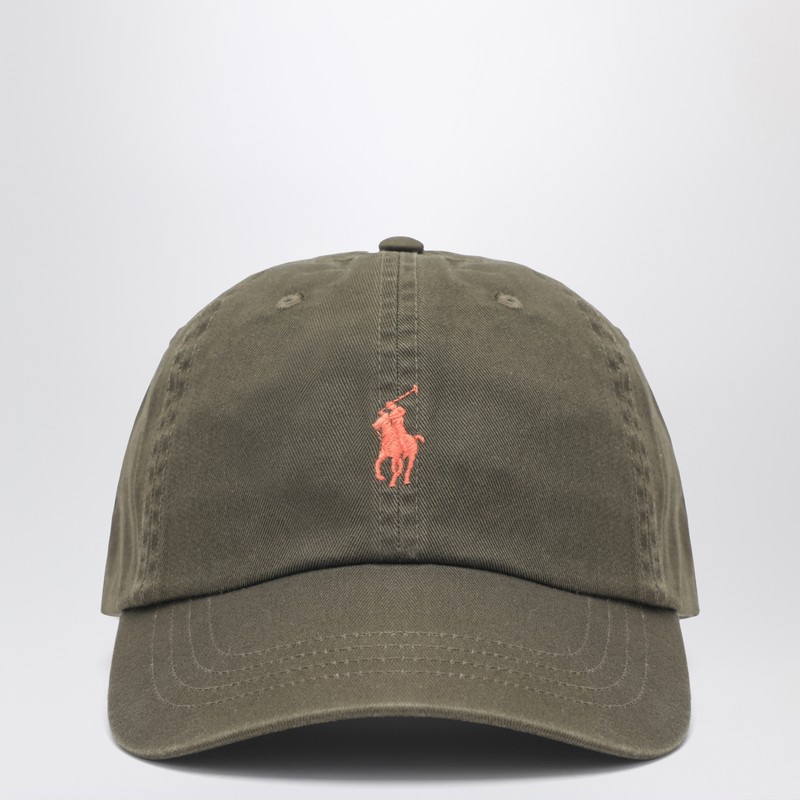 Olive green baseball cap with logo