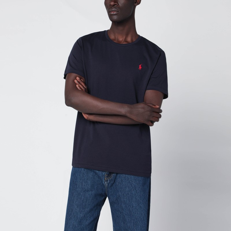 T-shirt blue in cotton Custom Slim-Fit