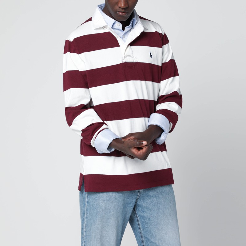 Classic Fit burgundy/cream striped polo shirt