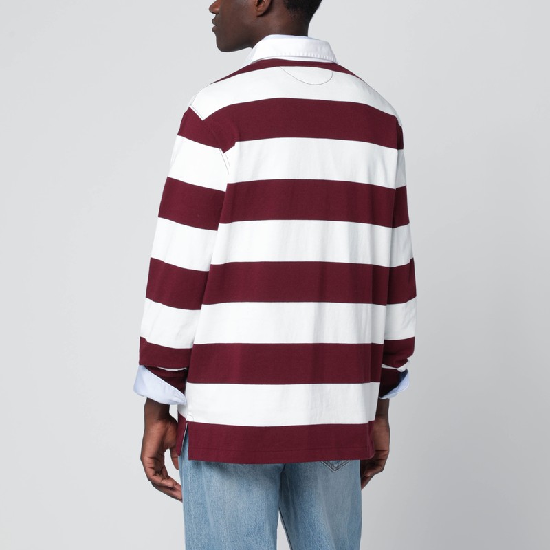 Polo Ralph Lauren Classic Fit Burgundy/cream Striped Polo Shirt In Burgundy