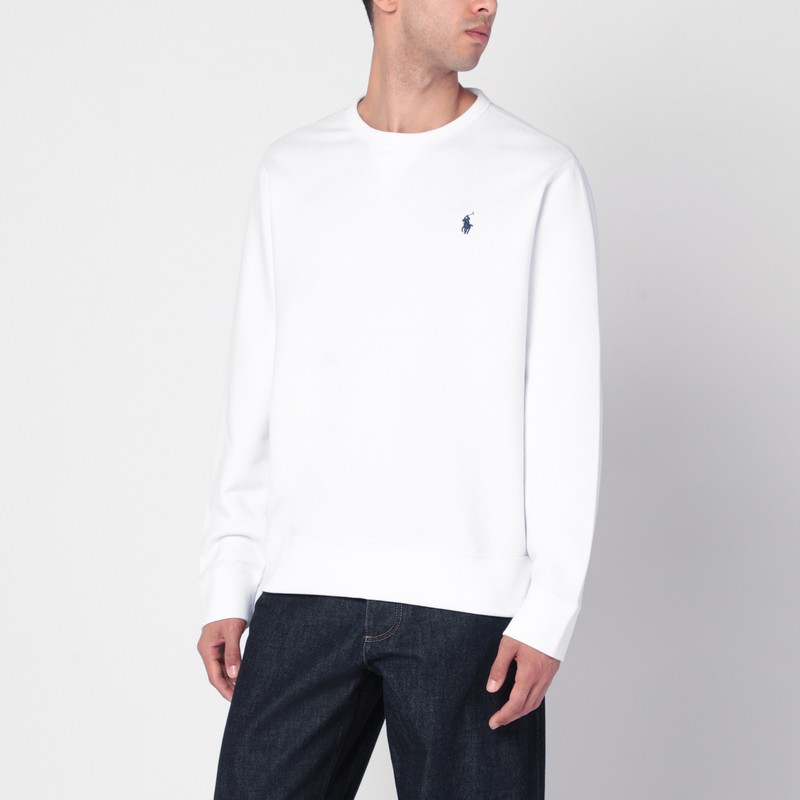 White cotton blend sweatshirt with logo