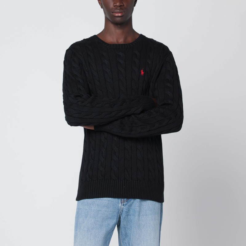 Polo Ralph Lauren Black Cotton Cable Knit Sweater