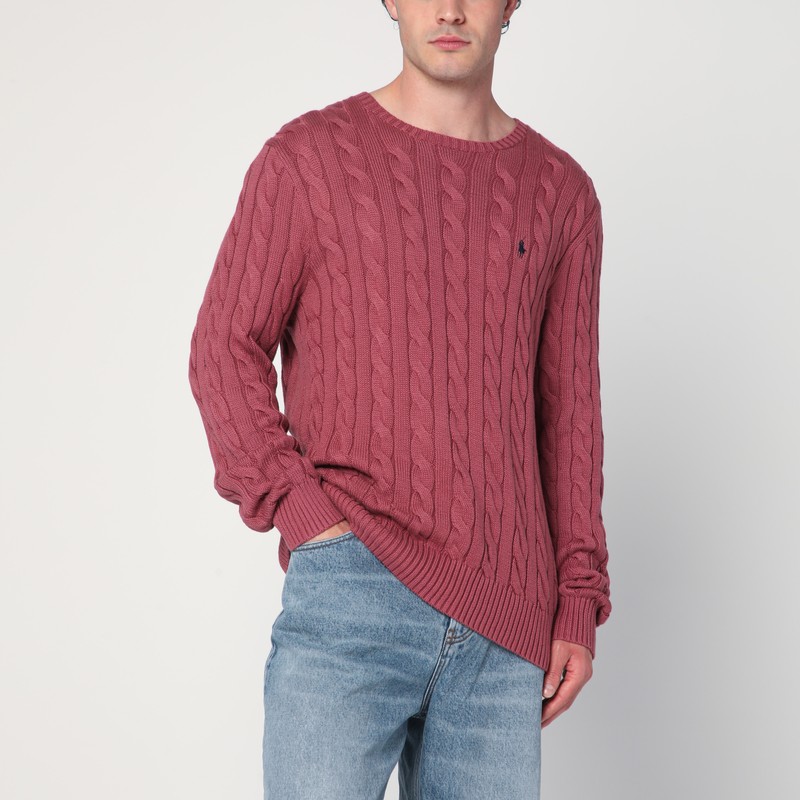 Polo Ralph Lauren Prune Juice Coloured Cotton Cable-knit Jumper In Pink