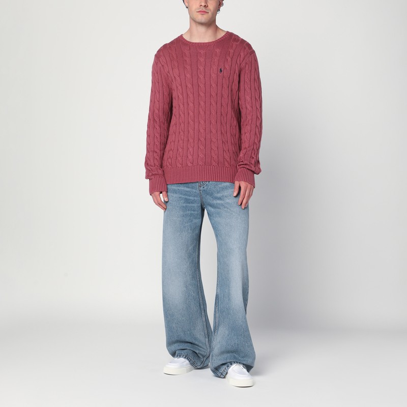 Polo Ralph Lauren Prune Juice Coloured Cotton Cable-knit Jumper In Pink