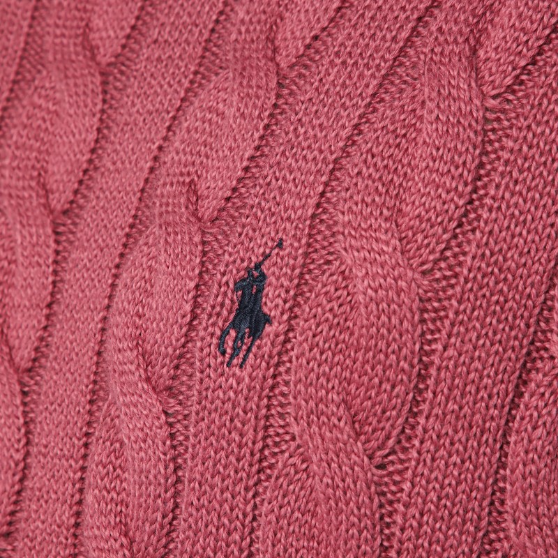 Polo Ralph Lauren Prune Juice Coloured Cotton Cable-knit Jumper In Pink