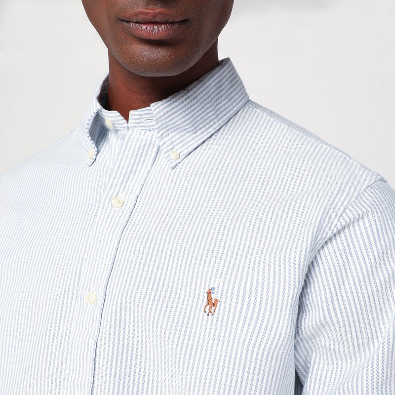 Polo Ralph Lauren Striped Shirt Custom Fit Collar In Blue