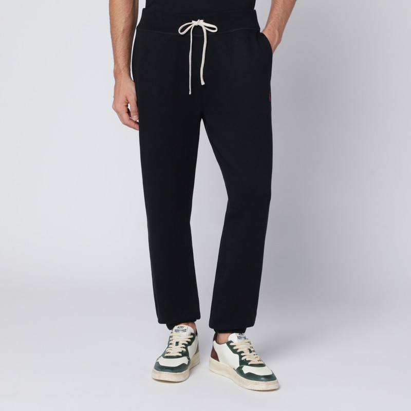 Black cotton-blend jogging trousers