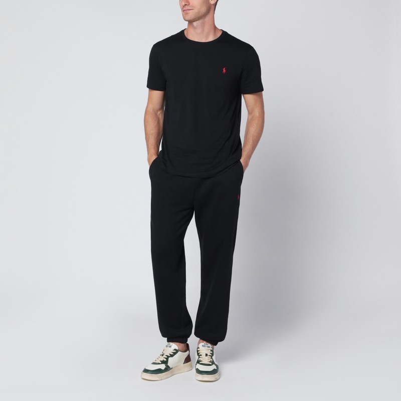 Polo Ralph Lauren Black Cotton-blend Jogging Trousers In Black