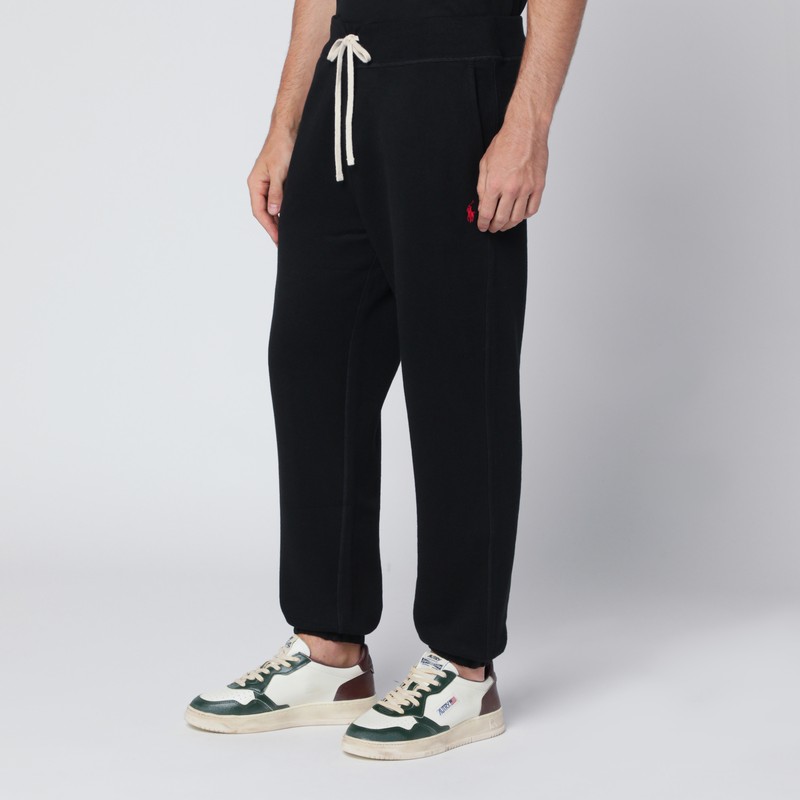 Polo Ralph Lauren Black Cotton-blend Jogging Trousers In Black