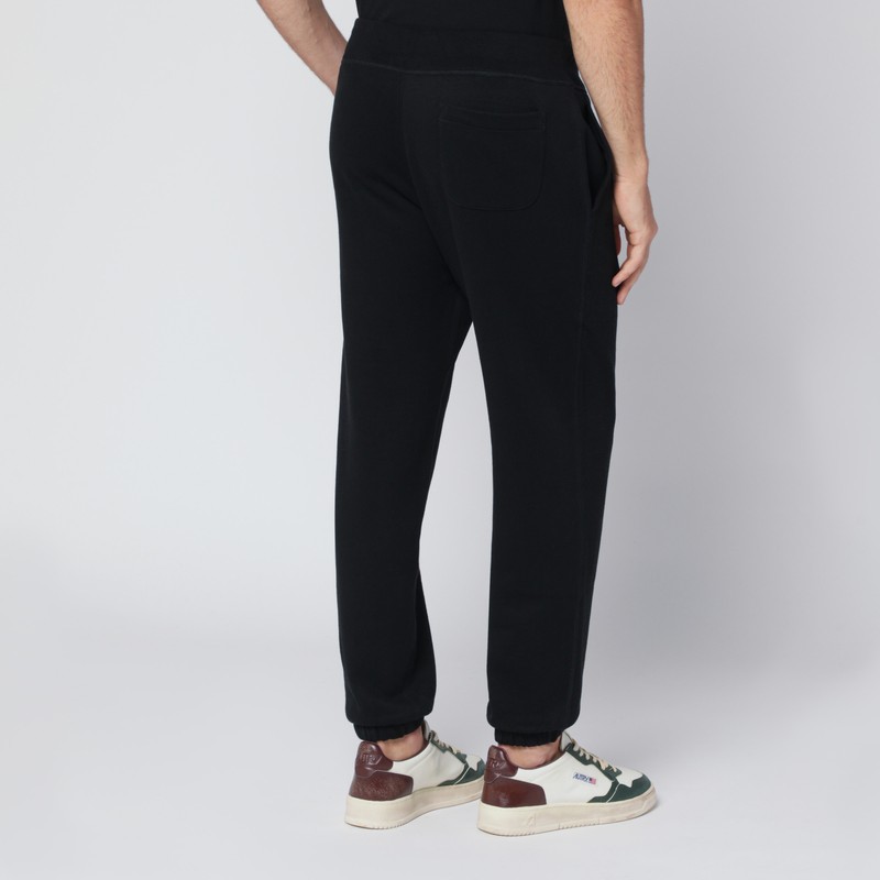 Polo Ralph Lauren Black Cotton-blend Jogging Trousers In Black