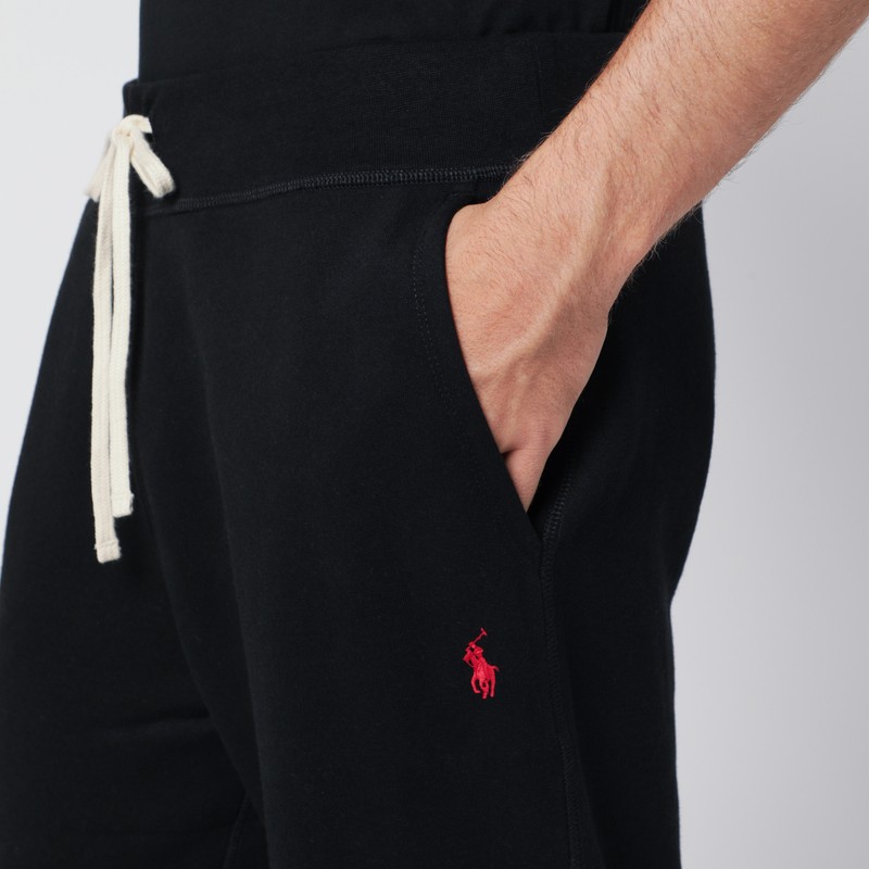 Polo Ralph Lauren Black Cotton-blend Jogging Trousers In Black