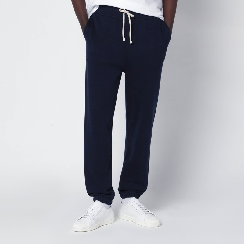 Navy blue cotton-blend jogging pants