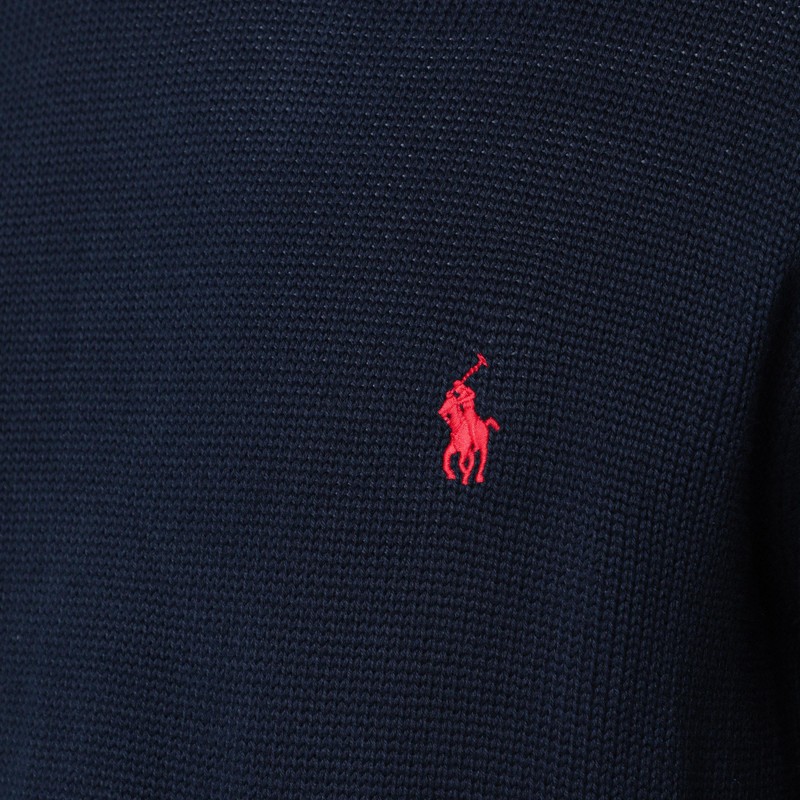 Polo Ralph Lauren Navy Blue Cotton Crewneck Sweater In Blue