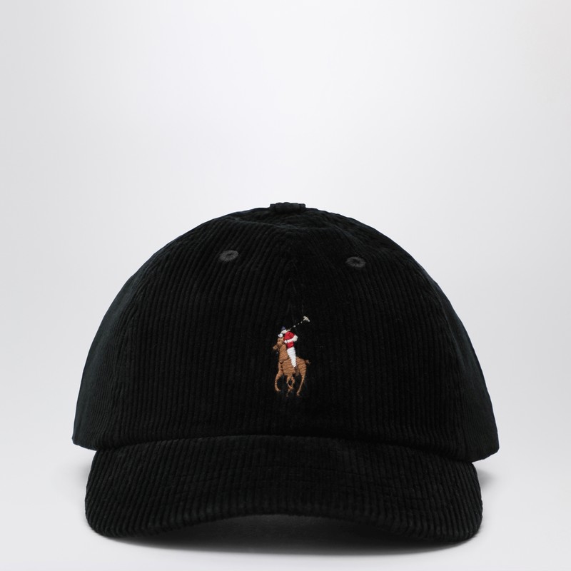 Black corduroy baseball cap