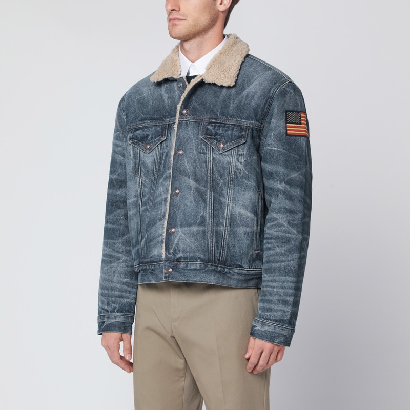 Denim trucker jacket lined in fleece