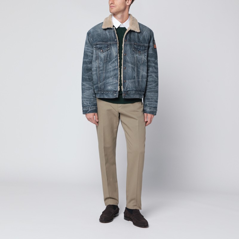 Polo Ralph Lauren Denim Trucker Jacket Lined In Fleece In Blue