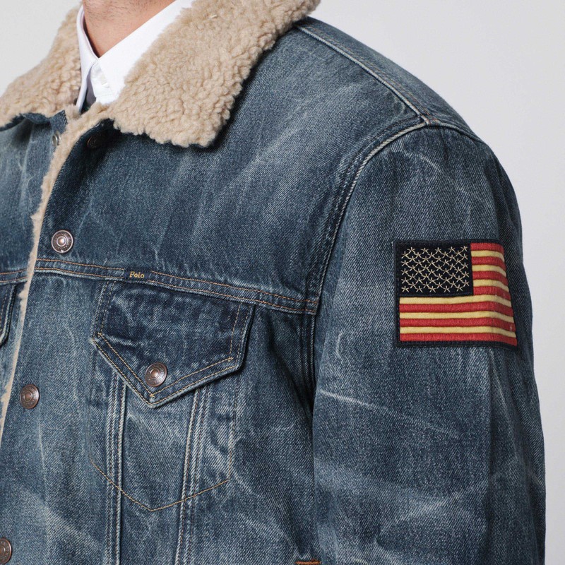 Polo Ralph Lauren Denim Trucker Jacket Lined In Fleece In Blue