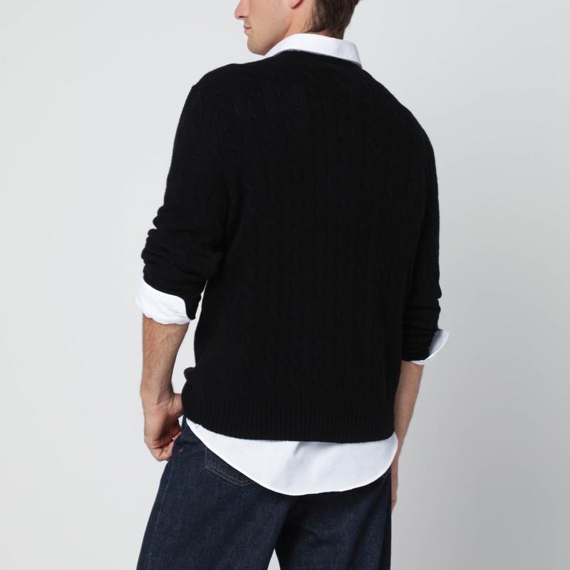 Polo Ralph Lauren Black Cable-knit Cashmere Sweater In Blue