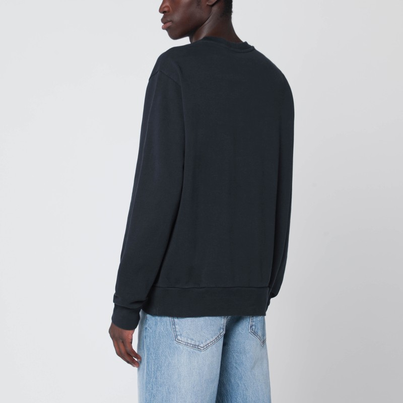 Polo Ralph Lauren Black Cotton Crewneck Sweatshirt In Blue