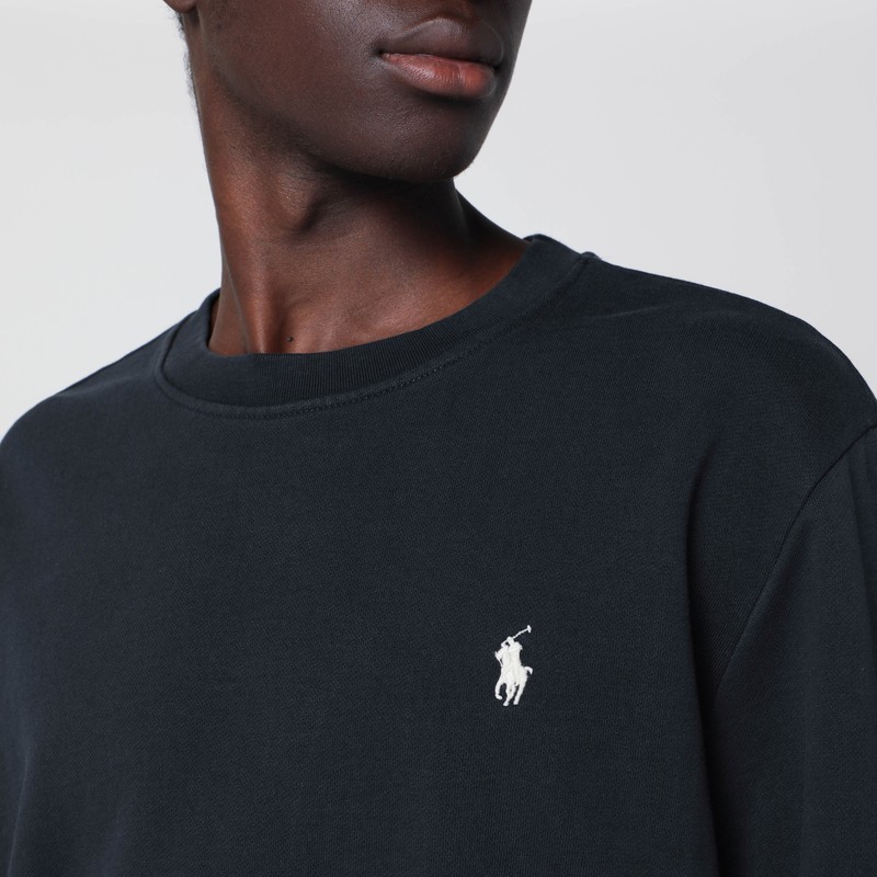 Polo Ralph Lauren Black Cotton Crewneck Sweatshirt In Blue