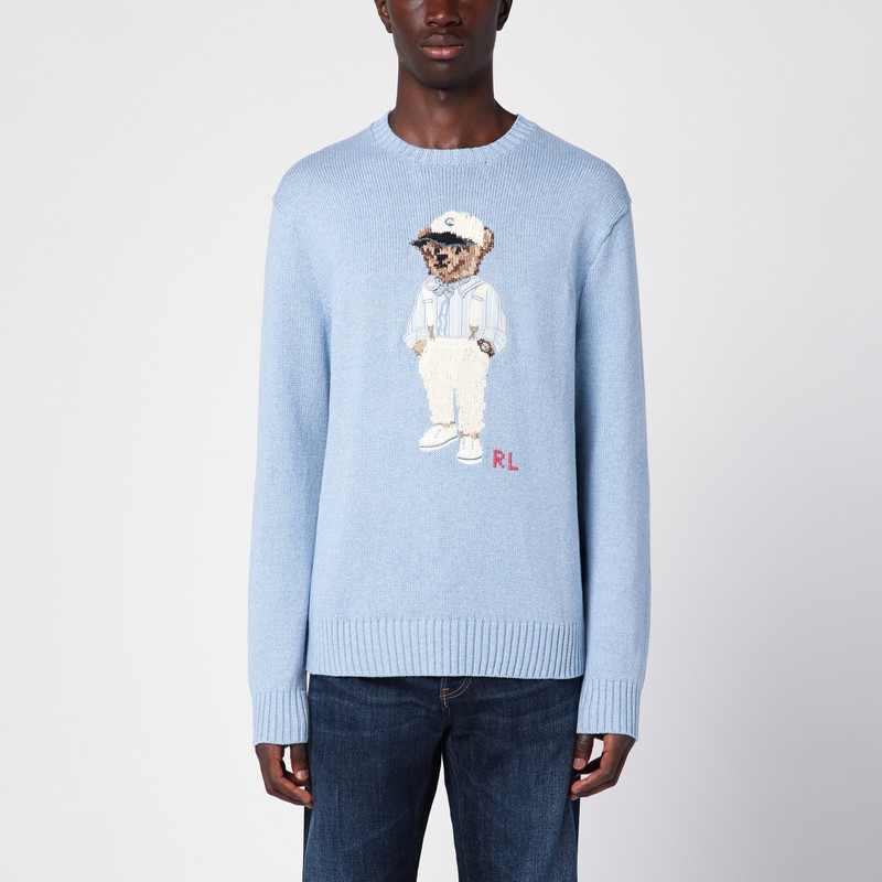 Bear Jumper Light Blue Polo Sweater Polo Ralph Lauren Cotton Polo