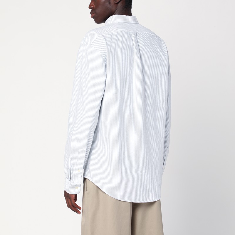Polo Ralph Lauren Custom-fit Blue/white Striped Oxford Shirt In White