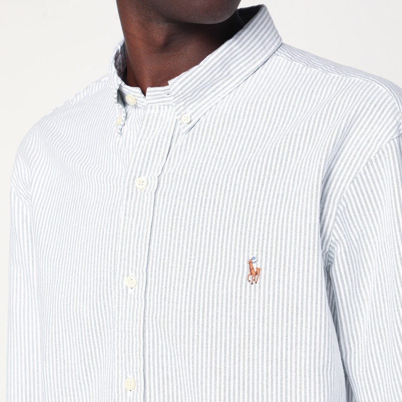Polo Ralph Lauren Custom-fit Blue/white Striped Oxford Shirt In White