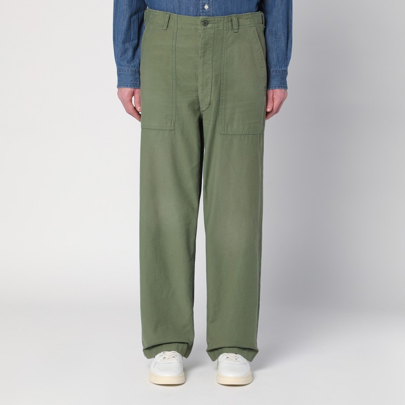 Military green cotton trousers