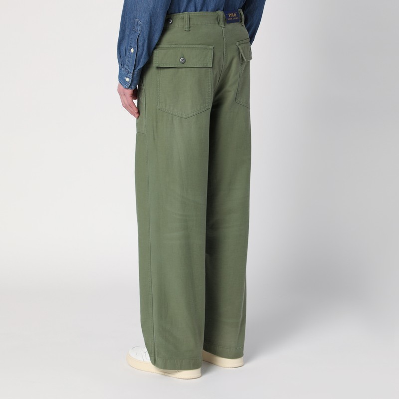 Polo Ralph Lauren Military Green Cotton Trousers In Multicolor