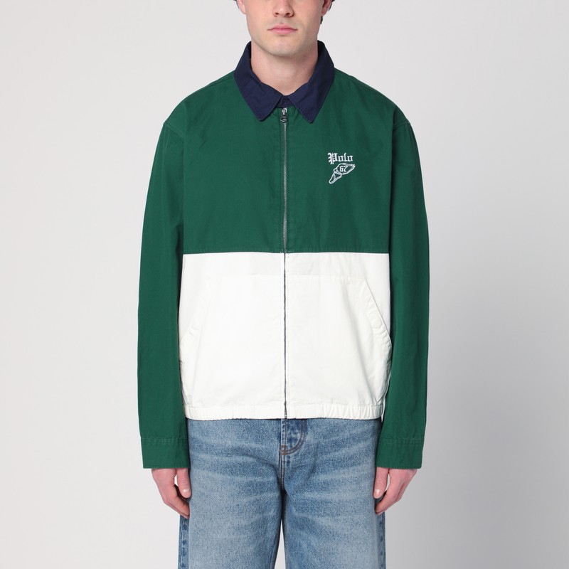 Green/white/blue zippered jacket with logo
