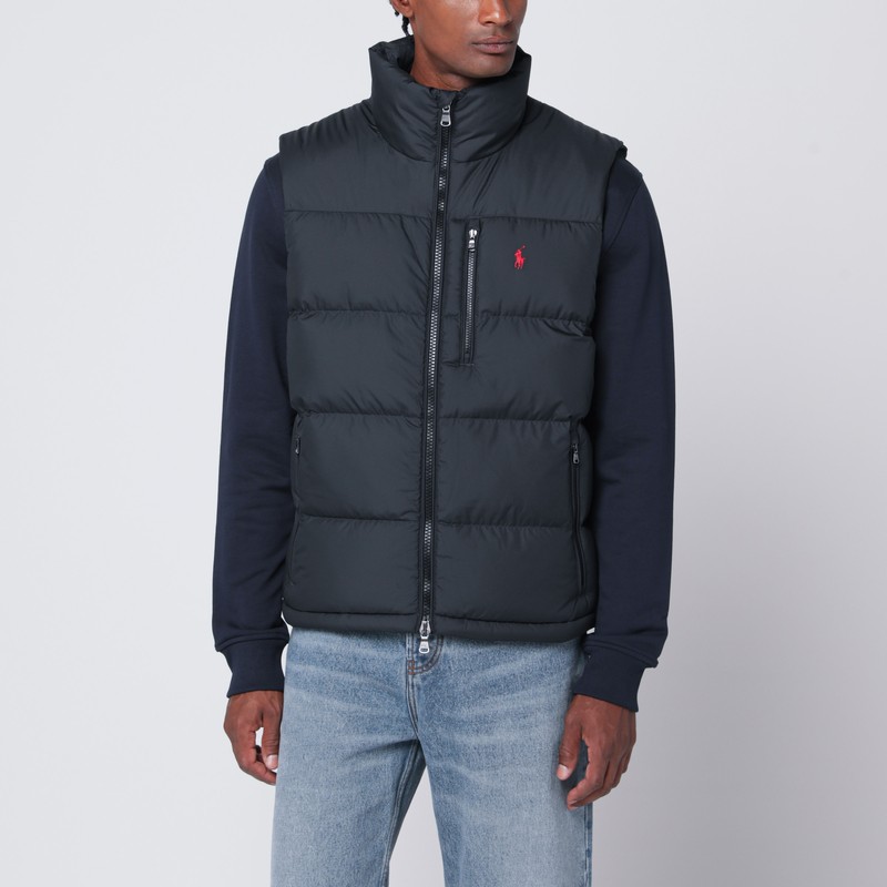 Polo Ralph Lauren Mens Annual Core Padded Regular-fit Recycled-polyester-down Gilet Polo Black In Blue