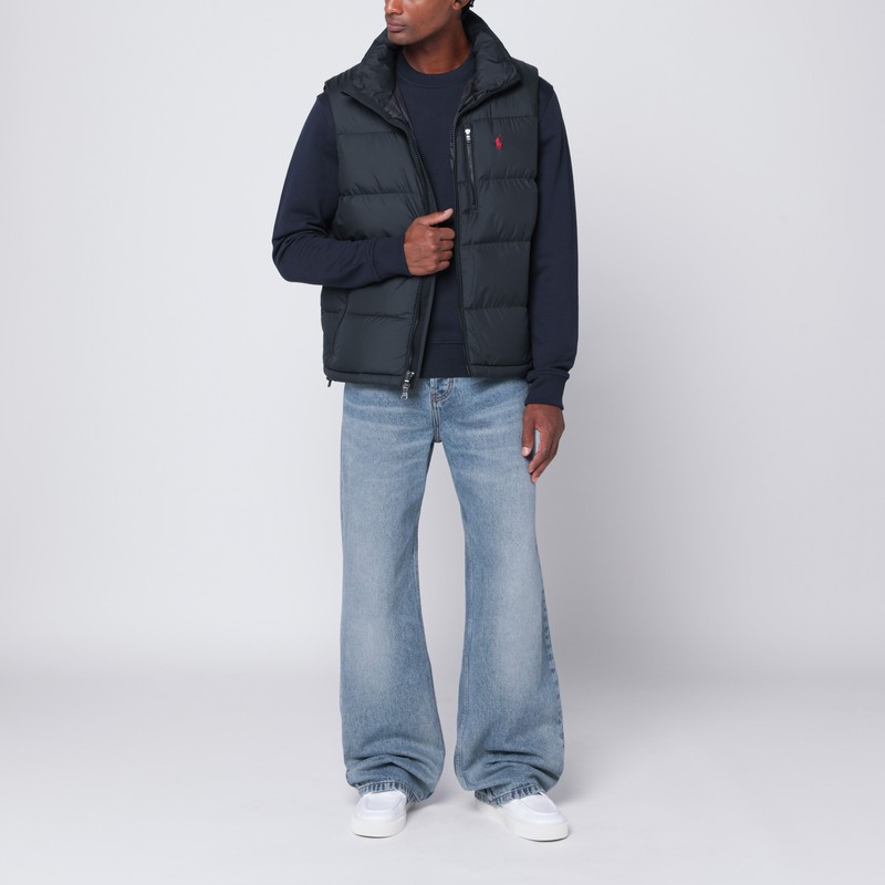 Polo Ralph Lauren Mens Annual Core Padded Regular-fit Recycled-polyester-down Gilet Polo Black In Blue
