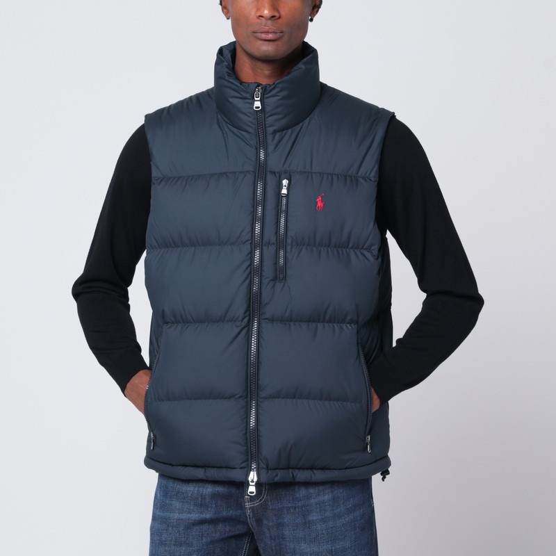 Polo Ralph Lauren Mens Annual Core Padded Regular-fit Recycled-polyester-down Gilet Polo Black In Blue