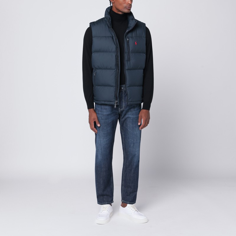 Polo Ralph Lauren Mens Annual Core Padded Regular-fit Recycled-polyester-down Gilet Polo Black In Blue