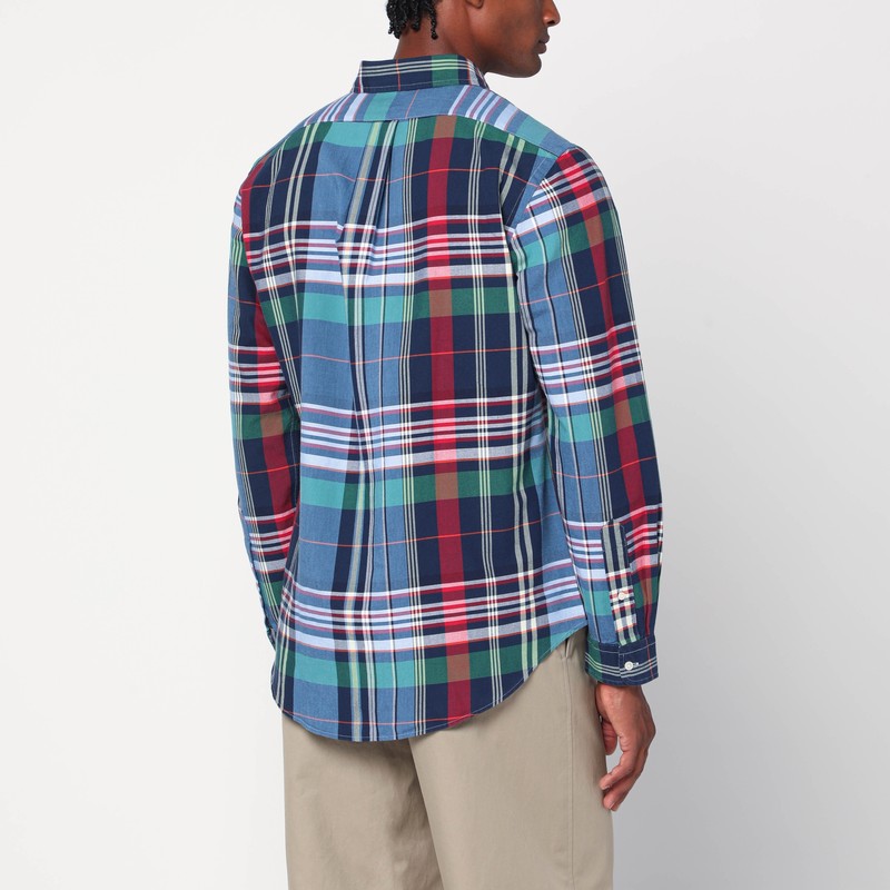 Polo Ralph Lauren Plaid Motif Classic Fit Shirt With Double Breast Pocket In Blue