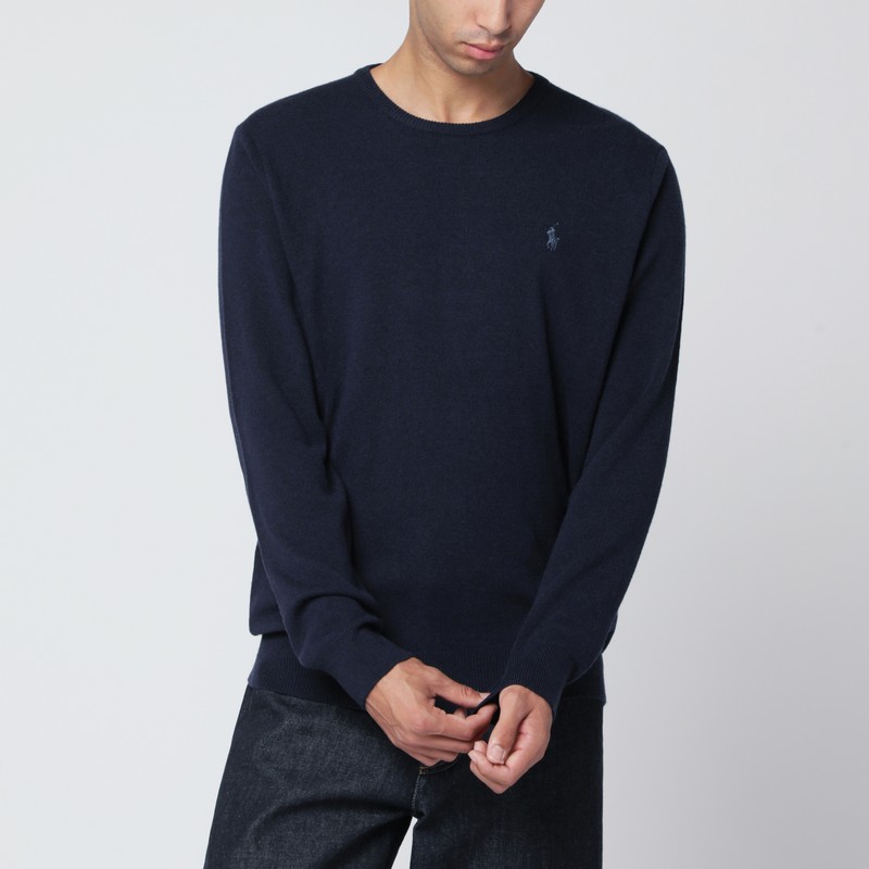 Polo Ralph Lauren Navy Blue Wool Sweater In Blue