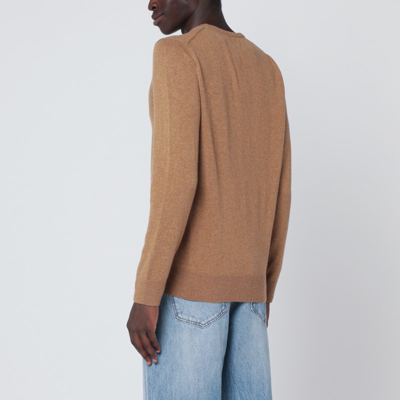 Polo Ralph Lauren Wool Crew Neck Sweater With Ribbed Cuffs In Brown