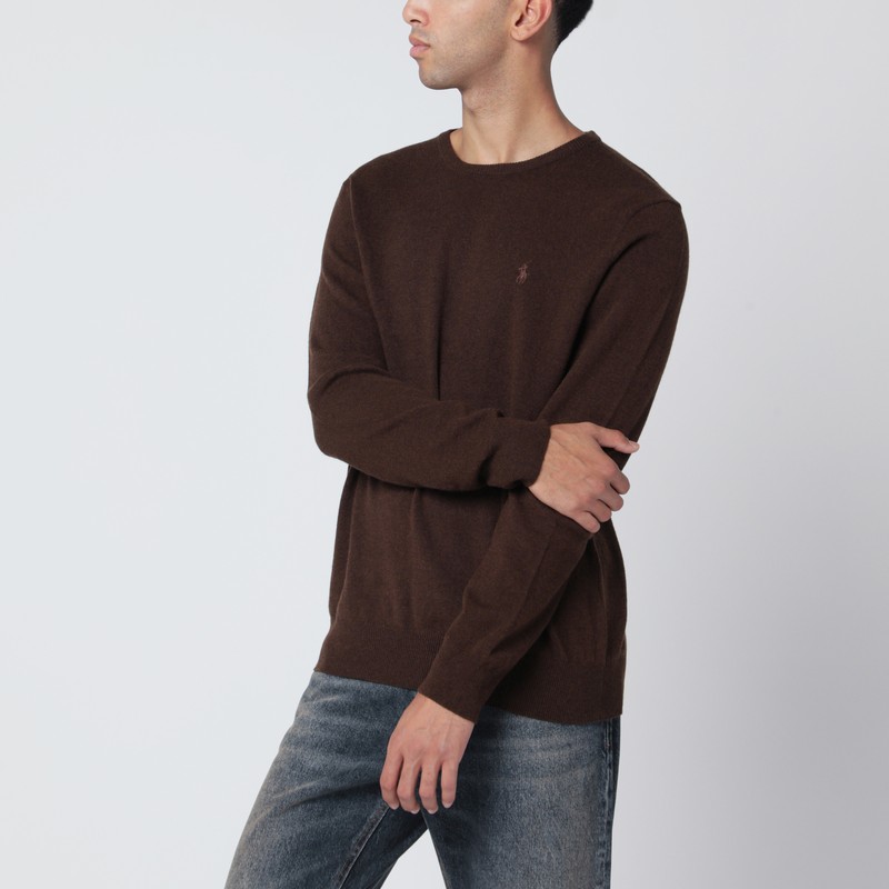 Polo Ralph Lauren Brown Wool Sweater In Black